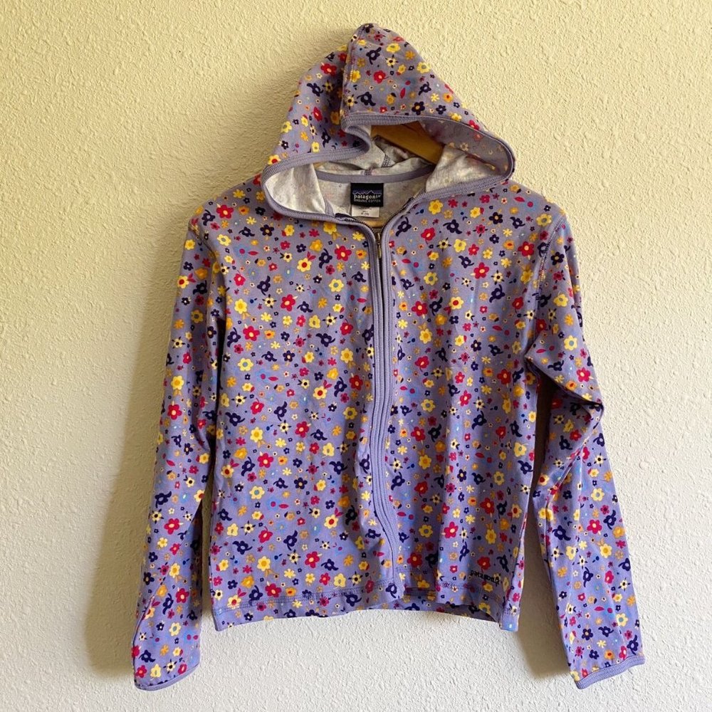 NWT Patagonia Purple Floral Cotton Zip Up Size 14
